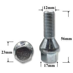T0014 Болт колёсный иномарки М12х1,5х55/28 ключ 17, конус, S-966-07 T0014 Болт колёсный иномарки М12х1,5х55/28 ключ 17, конус, S-966-07