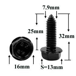 Болт автомобильный М8x25 с фланцем, шестигранная головка, S=13 Болт автомобильный М8x25 с фланцем, шестигранная головка, S=13