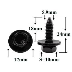 Болт автомобильный М6x18 с шестигранной головкой и шайбой, S=10 Болт автомобильный М6x18 с шестигранной головкой и шайбой, S=10