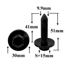 Болт автомобильный М10x41 с шестигранной головкой и шайбой, черный S=15 Болт автомобильный М10x41 с шестигранной головкой и шайбой, черный S=15