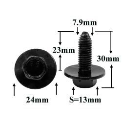 Болт автомобильный М8x23 с шестигранной головкой и шайбой, черный S=13 Болт автомобильный М8x23 с шестигранной головкой и шайбой, черный S=13