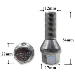 T0017 Болт колёсный иномарки М12х1,25х55/28 ключ 17, конус S-966-06 T0017 Болт колёсный иномарки М12х1,25х55/28 ключ 17, конус S-966-06