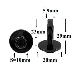 Болт автомобильный М6x23 с шестигранной головкой и шайбой, черный S=10 Болт автомобильный М6x23 с шестигранной головкой и шайбой, черный S=10