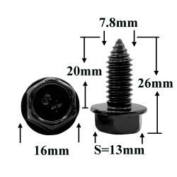 Болт автомобильный М8x20 с фланцем, шестигранная головка, S=13 Болт автомобильный М8x20 с фланцем, шестигранная головка, S=13