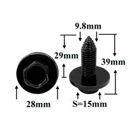 Болт автомобильный М10x29 с шестигранной головкой и шайбой, черный S=15 Болт автомобильный М10x29 с шестигранной головкой и шайбой, черный S=15