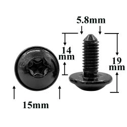 Винт автомобильный М6х14 с фланцем, полукруглая головка, черный, Torx для VAG  Винт автомобильный М6х14 с фланцем, полукруглая головка, черный, Torx для VAG