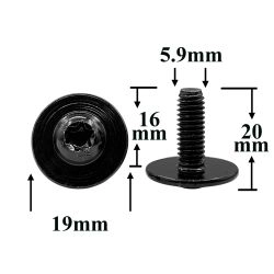 Винт автомобильный М6х16 с фланцем, полукруглая головка, черный, Torx для VAG   Винт автомобильный М6х16 с фланцем, полукруглая головка, черный, Torx для VAG