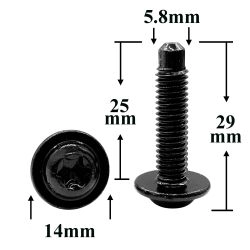 Винт автомобильный М6х25 с фланцем, полукруглая головка, черный, Torx для VAG  Винт автомобильный М6х25 с фланцем, полукруглая головка, черный, Torx для VAG