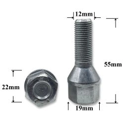 T0010 Болт колёсный ВАЗ M12х1,25х30,5 ключ 19, конус T0010 Болт колёсный ВАЗ M12х1,25х30,5 ключ 19, конус
