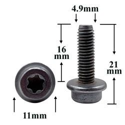Винт автомобильный М5х16 с фланцем, полукруглая головка, серый, Torx для VAG Винт автомобильный М5х16 с фланцем, полукруглая головка, серый, Torx для VAG
