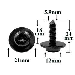 Винт автомобильный М6х18 с полукруглой головкой и шайбой, черный, Torx для VAG Винт автомобильный М6х18 с полукруглой головкой и шайбой, черный, Torx для VAG