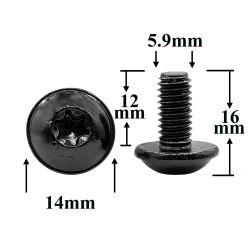 Винт автомобильный М6х12 с фланцем, полукруглая головка, черный, Torx для VAG Винт автомобильный М6х12 с фланцем, полукруглая головка, черный, Torx для VAG
