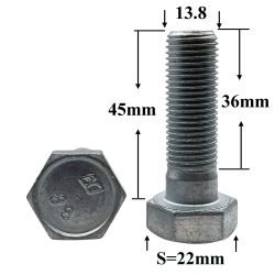 R0838 Болт М14х45х1,5 каркаса тента R0838 Болт М14х45х1,5 каркаса тента