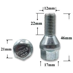 T0108 Болт колёсный М12х1,5х46/22 (кл. 17, ЦИНК) T0108 Болт колёсный М12х1,5х46/22 (кл. 17, ЦИНК)