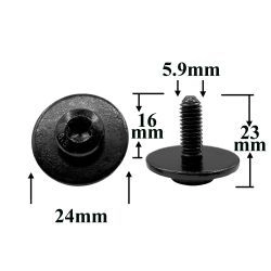 Винт автомобильный М6х16 с полукруглой головкой и шайбой, черный, Torx для VAG  Винт автомобильный М6х16 с полукруглой головкой и шайбой, черный, Torx для VAG
