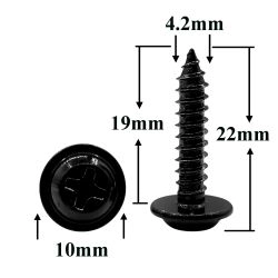 Саморез автомобильный 4,2х19 мм с фланцем, полукруглая головка, черный